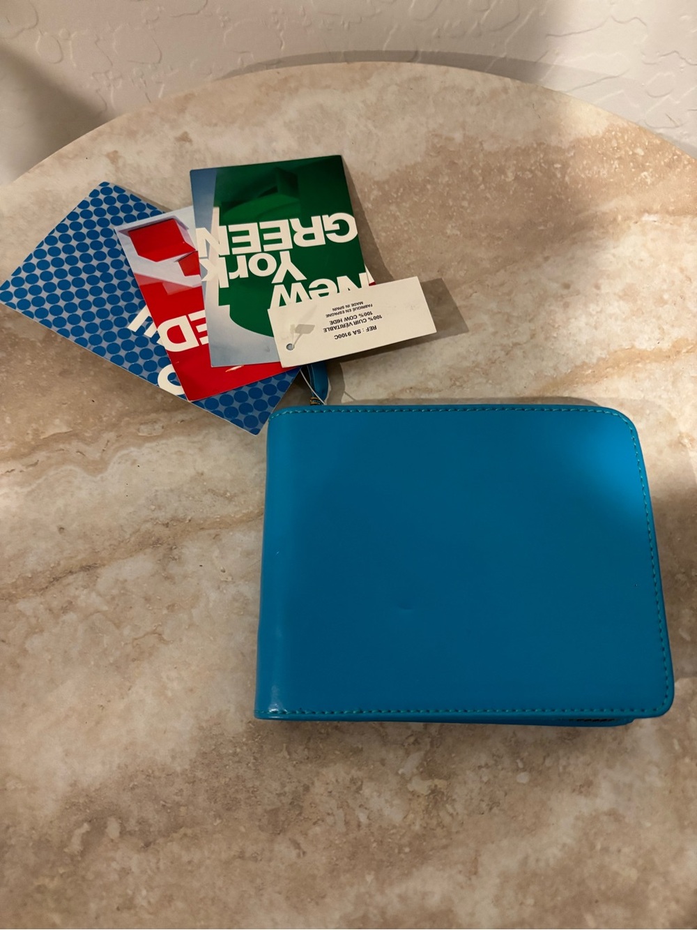 Comme De Garçon Bright Turquoise Zip Around Wallet